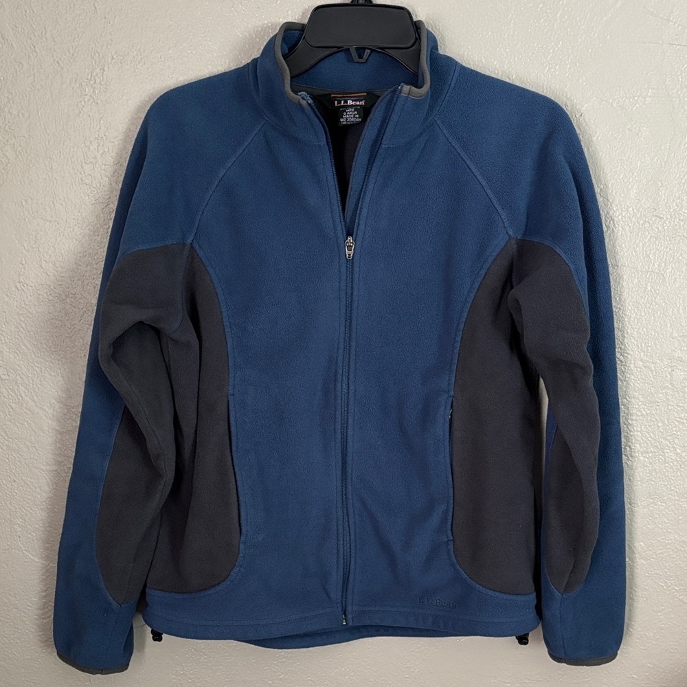LL Bean Womens Polartec Blue Full Zip Fleece Jacket With Pockets Medium
